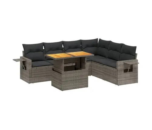 7-Daļīgs Dārza Dīvāna Komplekts, Matrači, Pelēka Pe Rotangpalma Vidaxl