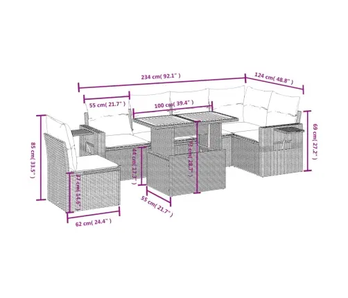 7-Osaline Aiadiivani Komplekt Patjadega, Hall, Polürotang
