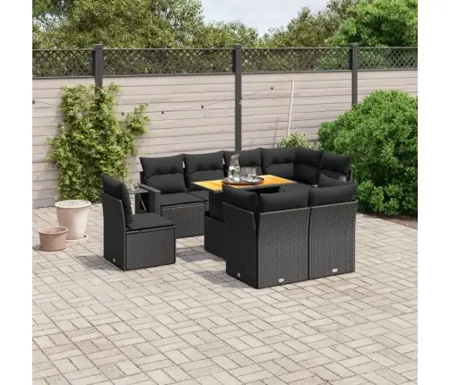 9-Osaline Aiadiivani Komplekt Patjadega, Must, Polürotang