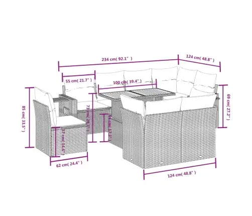 9-Osaline Aiadiivani Komplekt Patjadega, Must, Polürotang