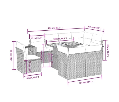 9-Osaline Aiadiivani Komplekt Patjadega, Hall, Polürotang