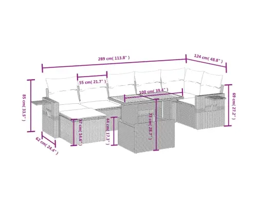 8-Osaline Aiadiivani Komplekt Patjadega, Must, Polürotang