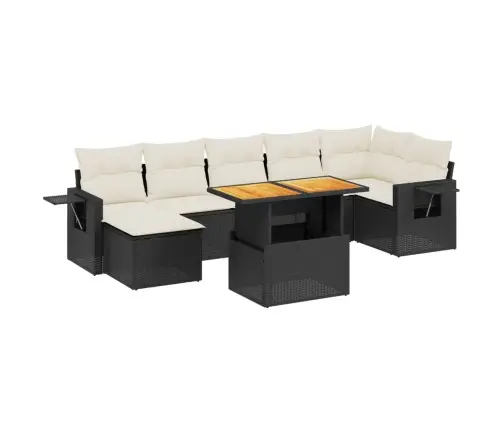 Sofos Komplektas Su Pagalvėlėmis, 8 Dalių, Juodas, Poliratanas