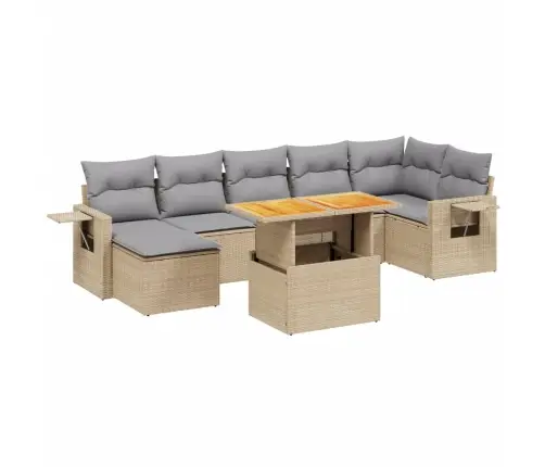 8-Daļīgs Dārza Dīvāna Komplekts, Matrači, Bēša Pe Rotangpalma Vidaxl