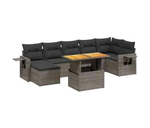 8-Daļīgs Dārza Dīvāna Komplekts Ar Matračiem, Pelēks Pe Pinums Vidaxl