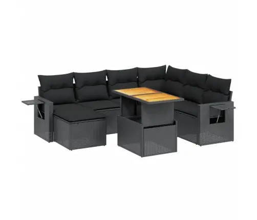 8-Daļīgs Dārza Dīvāna Komplekts, Matrači, Melna Pe Rotangpalma Vidaxl
