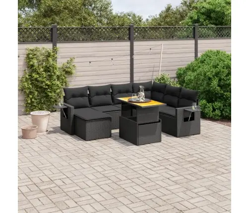 8-Daļīgs Dārza Dīvāna Komplekts, Matrači, Melna Pe Rotangpalma Vidaxl