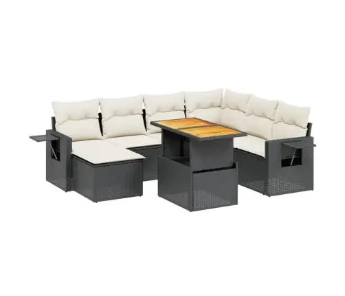 8-Daļīgs Dārza Dīvāna Komplekts, Matrači, Melna Pe Rotangpalma Vidaxl