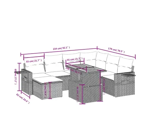 8-Daļīgs Dārza Dīvāna Komplekts, Matrači, Melna Pe Rotangpalma Vidaxl