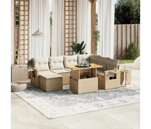 8-Osaline Aiadiivani Komplekt Patjadega, Beež, Polürotang