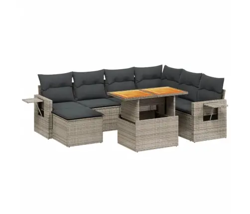 8-Daļīgs Dārza Dīvāna Komplekts Ar Matračiem, Pelēks Pe Pinums Vidaxl