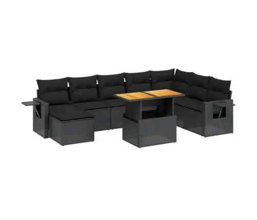 Sodo Komplektas Su Pagalvėlėmis, 9 Dalių, Juodas, Poliratanas