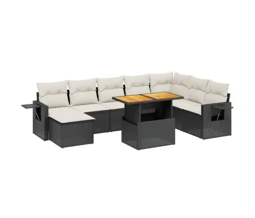 9-Daļīgs Dārza Dīvāna Komplekts, Matrači, Melna Pe Rotangpalma Vidaxl