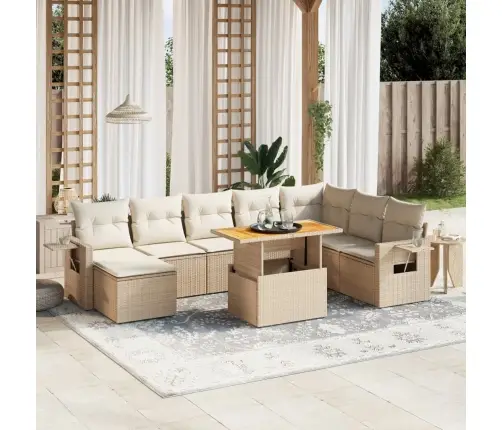 9-Osaline Aiadiivani Komplekt Patjadega, Beež, Polürotang