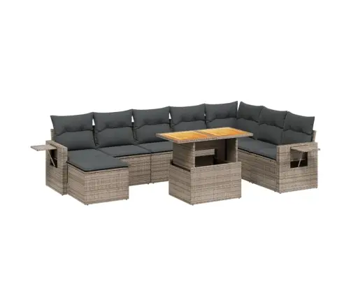 Sofos Komplektas Su Pagalvėlėmis, 9 Dalių, Pilkas, Poliratanas