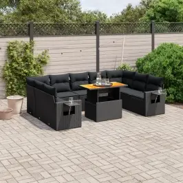 10-Osaline Aiadiivani Komplekt Patjadega, Must, Polürotang