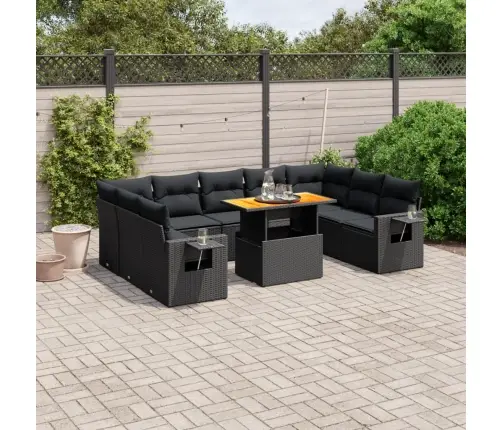 10-Osaline Aiadiivani Komplekt Patjadega, Must, Polürotang