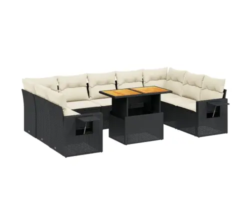 Sodo Komplektas Su Pagalvėlėmis, 10 Dalių, Juodas, Poliratanas