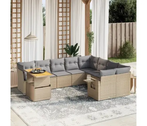 10-Osaline Aiadiivani Komplekt Patjadega, Beež, Polürotang