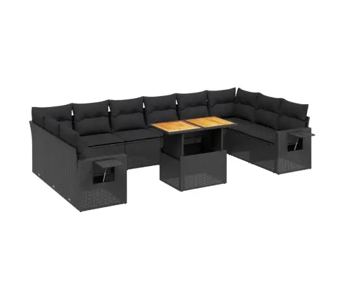 Sodo Komplektas Su Pagalvėlėmis, 11 Dalių, Juodas, Poliratanas