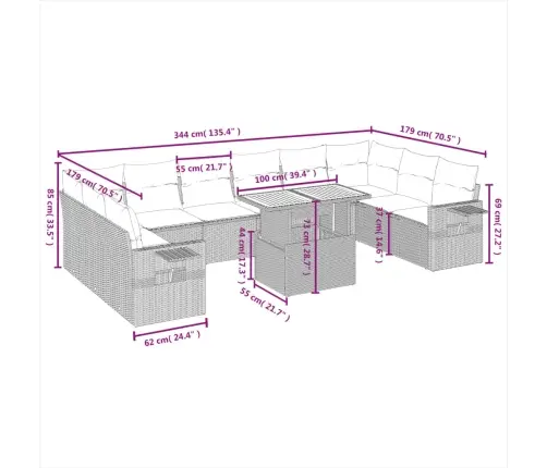 Sodo Komplektas Su Pagalvėlėmis, 11 Dalių, Juodas, Poliratanas