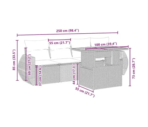 5-Osaline Aiadiivani Komplekt Patjadega, Beež, Polürotang