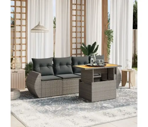 Sofos Komplektas Su Pagalvėlėmis, 5 Dalių, Pilkas, Poliratanas