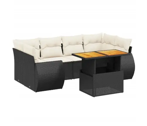 7-Daļīgs Dārza Dīvāna Komplekts Ar Matračiem, Melna Pe Vidaxl