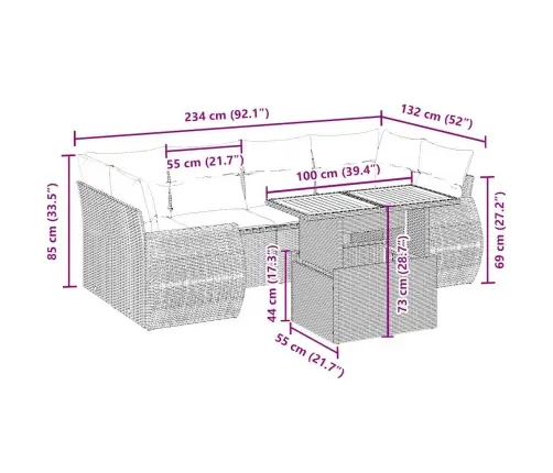 7-Osaline Aiadiivani Komplekt Patjadega, Beež, Polürotang