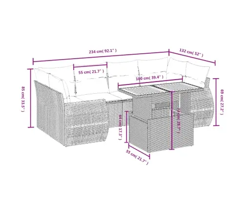 7-Osaline Aiadiivani Komplekt Patjadega, Hall, Polürotang