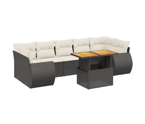 8-Daļīgs Dārza Dīvāna Komplekts, Matrači, Melna Pe Rotangpalma Vidaxl