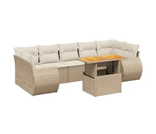 Sofos Komplektas Su Pagalvėlėmis, 8 Dalių, Smėlio, Poliratanas