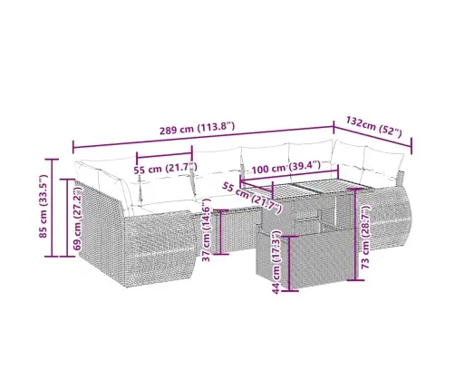 Sofos Komplektas Su Pagalvėlėmis, 8 Dalių, Smėlio, Poliratanas