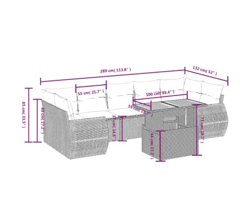Sofos Komplektas Su Pagalvėlėmis, 8 Dalių, Smėlio, Poliratanas