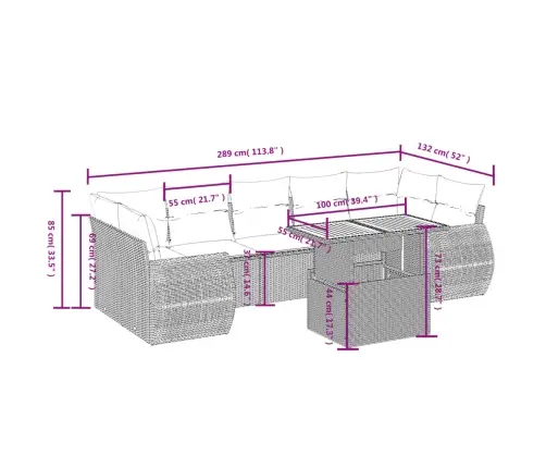 8-Osaline Aiadiivani Komplekt Patjadega, Hall, Polürotang