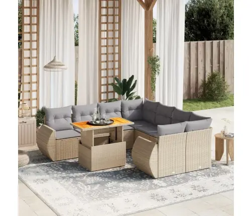 9-Osaline Aiadiivani Komplekt Patjadega, Beež, Polürotang