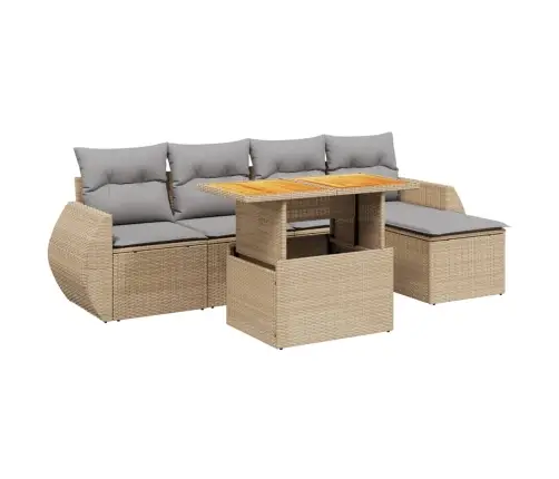 Sofos Komplektas Su Pagalvėlėmis, 6 Dalių, Smėlio, Poliratanas