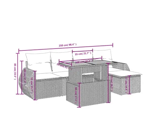 Sofos Komplektas Su Pagalvėlėmis, 6 Dalių, Smėlio, Poliratanas