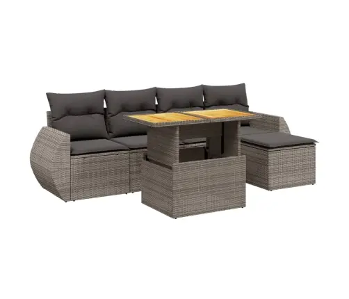 6-Daļīgs Dārza Dīvāna Komplekts Ar Matračiem, Pelēks Pe Pinums Vidaxl