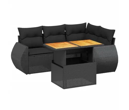 Sodo Komplektas Su Pagalvėlėmis, 5 Dalių, Juodas, Poliratanas