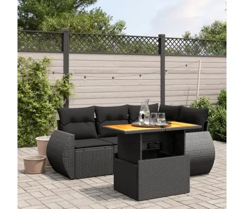 Sodo Komplektas Su Pagalvėlėmis, 5 Dalių, Juodas, Poliratanas