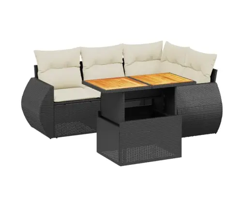 5-Daļīgs Dārza Dīvāna Komplekts Ar Matračiem, Pe Rotangpalma Vidaxl