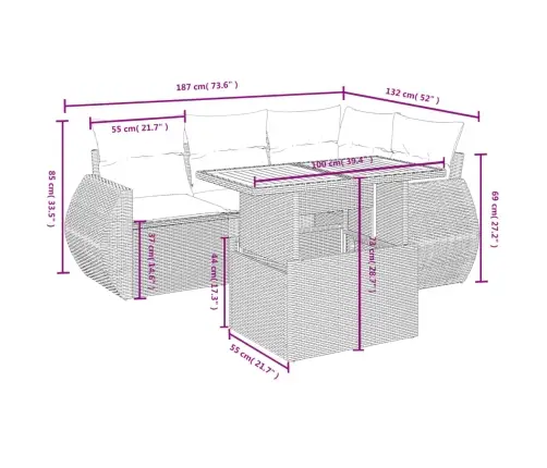 Sofos Komplektas Su Pagalvėlėmis, 5 Dalių, Smėlio, Poliratanas
