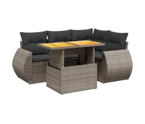 5-Osaline Aiamööblikomplekt Istmepatjadega, Polürotang, Hall