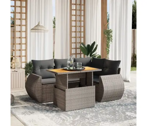 5-Osaline Aiamööblikomplekt Istmepatjadega, Polürotang, Hall