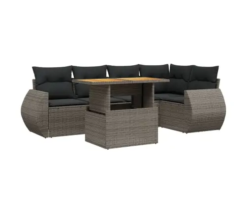 Sofos Komplektas Su Pagalvėlėmis, 6 Dalių, Pilkas, Poliratanas