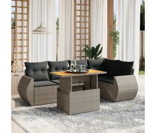 Sofos Komplektas Su Pagalvėlėmis, 6 Dalių, Pilkas, Poliratanas