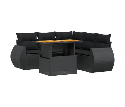 Sofos Komplektas Su Pagalvėlėmis, 6 Dalių, Juodas, Poliratanas