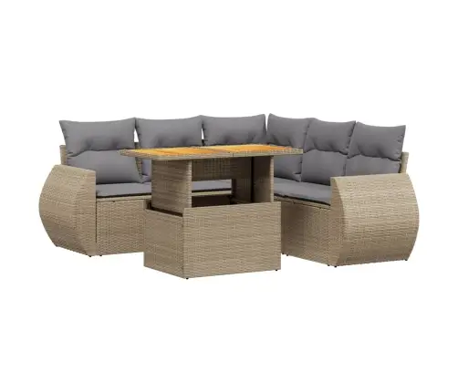 6-Daļīgs Dārza Dīvāna Komplekts, Matrači, Bēša Pe Rotangpalma Vidaxl