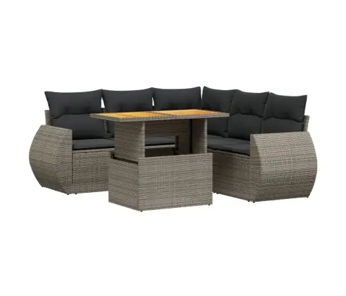 6-Daļīgs Dārza Dīvāna Komplekts Ar Matračiem, Pelēks Pe Pinums Vidaxl